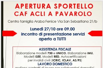 Apertura sportello CAF acli a Pavarolo