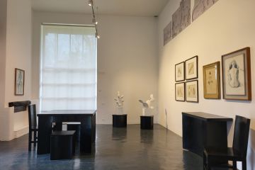 Allestimento mostra "Felice Casorati designer" nello studio di Pavarolo via del Rubino,9